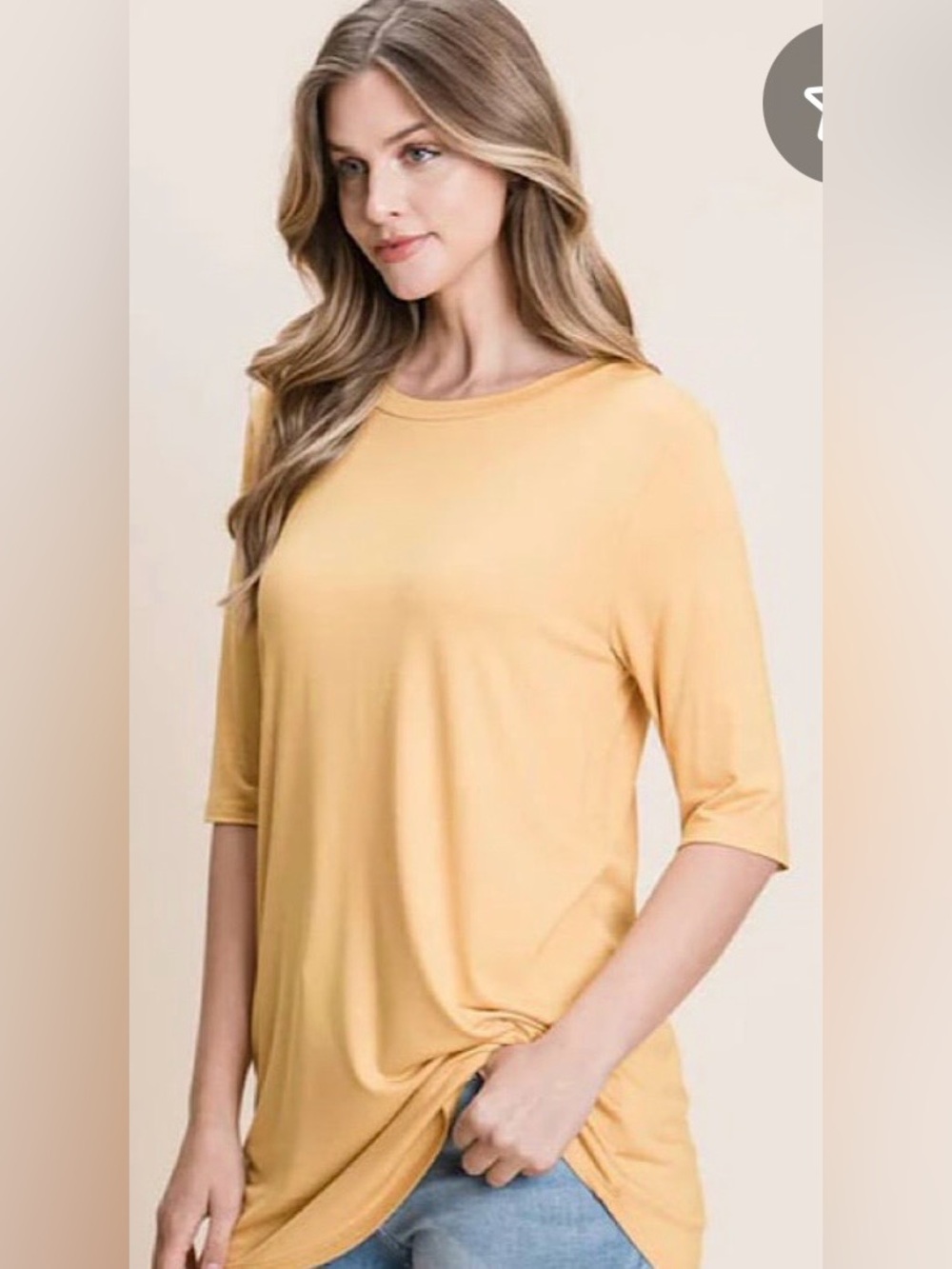 BOMBOM’S:  Women’s Crew Neck Tunic- Mustard Yellow- Made in USA